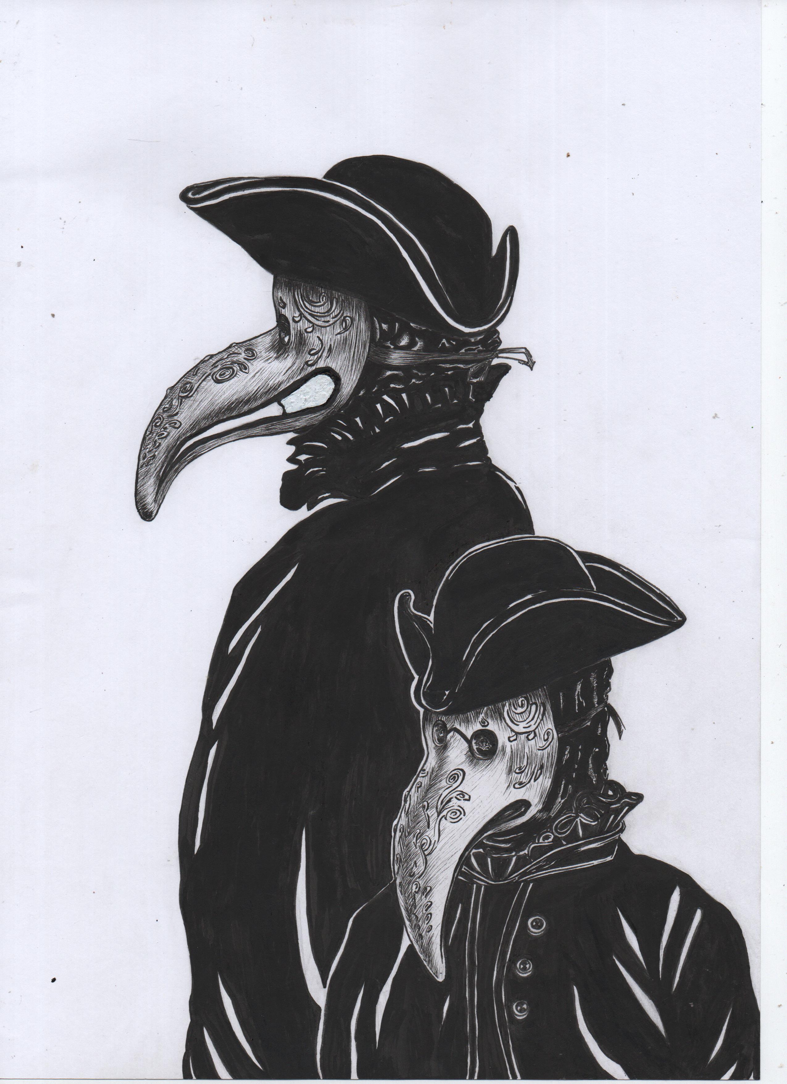 Estudo de luz e sombra usando nanquim.